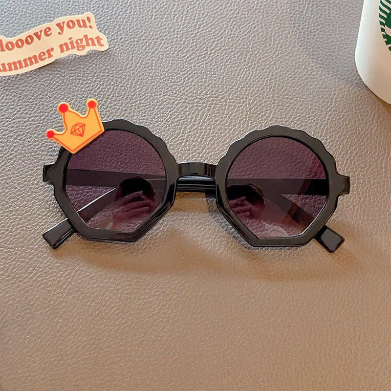 Black Baby Girls Outdoor Cute Striped Polygon UV400 Sunglasses