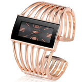 Bangle Bracelet Watch For Women Rose Gold Black