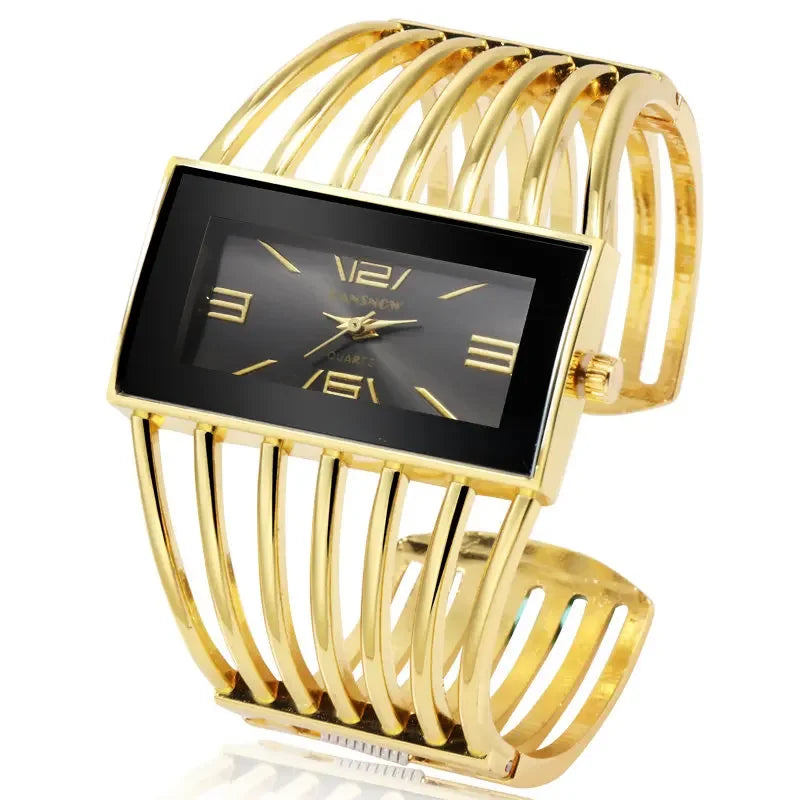 Bangle Bracelet Watch For Women Gold Black