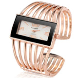 Bangle Bracelet Watch For Women Rose Gold White