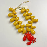 Beaded Crab Pendant Beach Ocean Style Necklace yellow