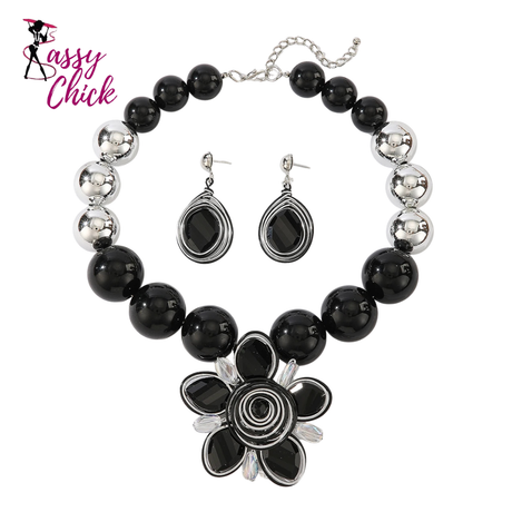 Beads Crystal Aluminum Wire Woven Flower Jewelry Set Trendy Sassy Chick Logo