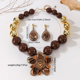 Size of Beads Crystal Aluminum Wire Woven Flower Jewelry Set Trendy