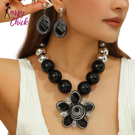 Beads Crystal Aluminum Wire Woven Flower Jewelry Set Trendy Sassy Chick Logo