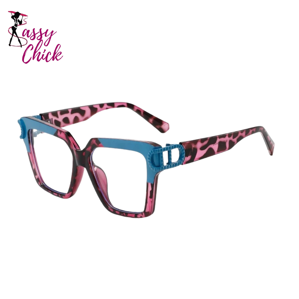 Big Frame Anti-Blue Light Myopia Eyeglasses Sassy Chick Logo