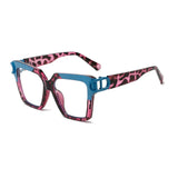 Leopard Blue Big Frame Anti-Blue Light Myopia Eyeglasses