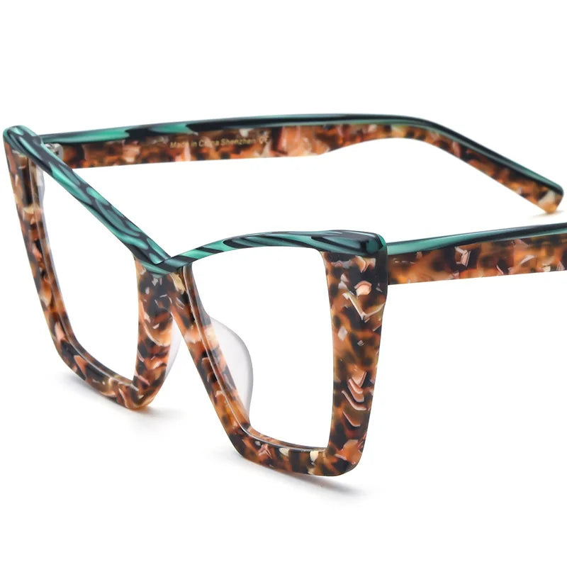 Big Frame Colorful Optical Eyewear green/ brown