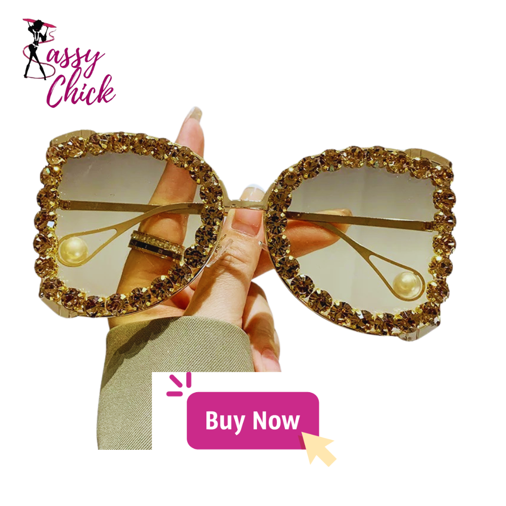 Big Frame Punk Crystal Rhinestone Sunglasses