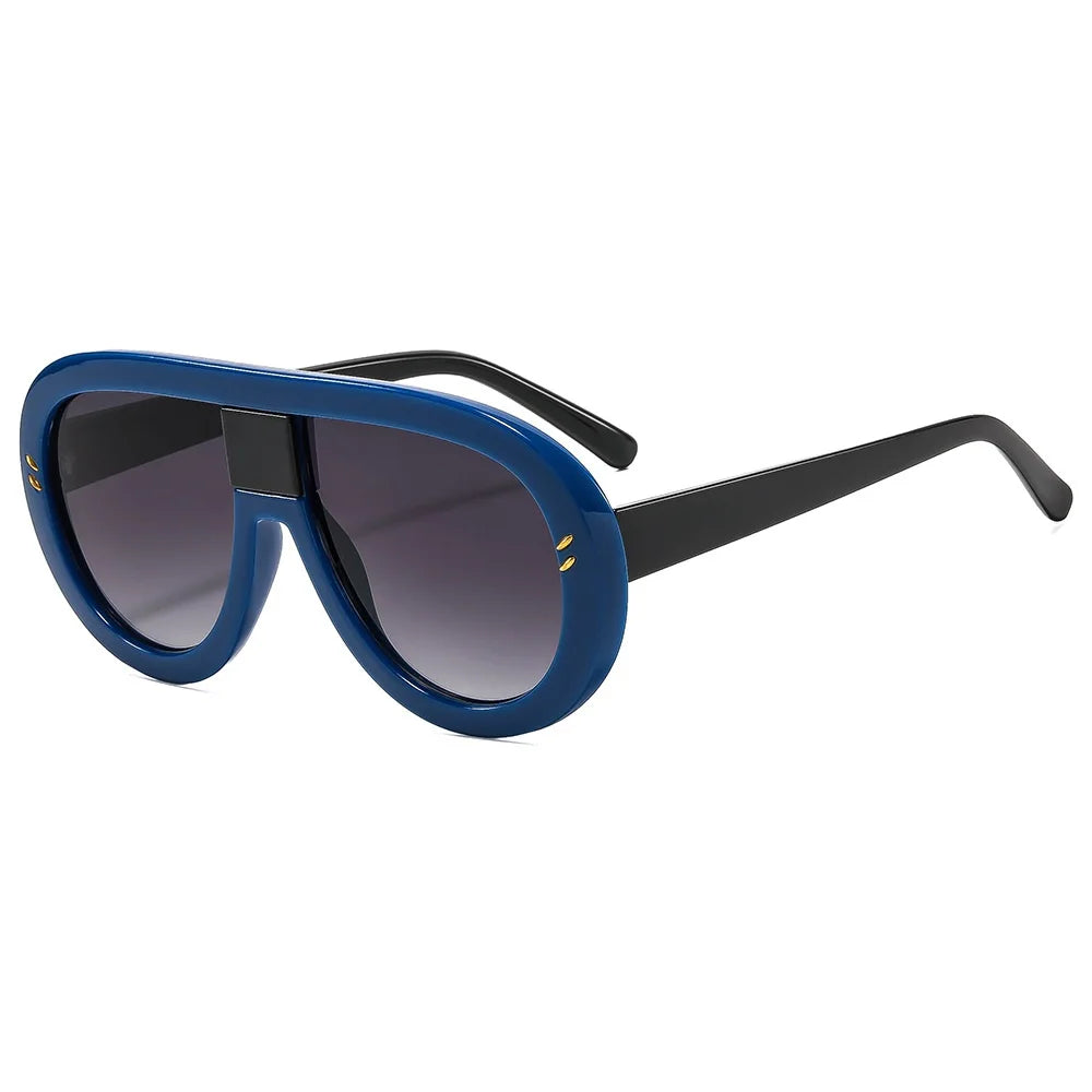 Blue Big Frame Rivet One Piece Sunglasses