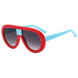 Red Big Frame Rivet One Piece Sunglasses