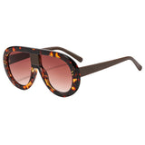 Leopard Big Frame Rivet One Piece Sunglasses