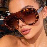 Model Using Big Frame Rivet One Piece Sunglasses