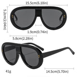 Size of Big Frame Rivet One Piece Sunglasses