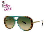 Big Frame Vintage Pilot Sunglass Sassy Chick Logo