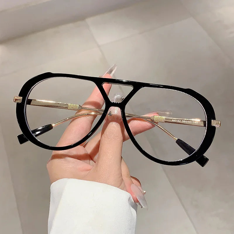 Big Frame Vintage Pilot Sunglass black clear lens