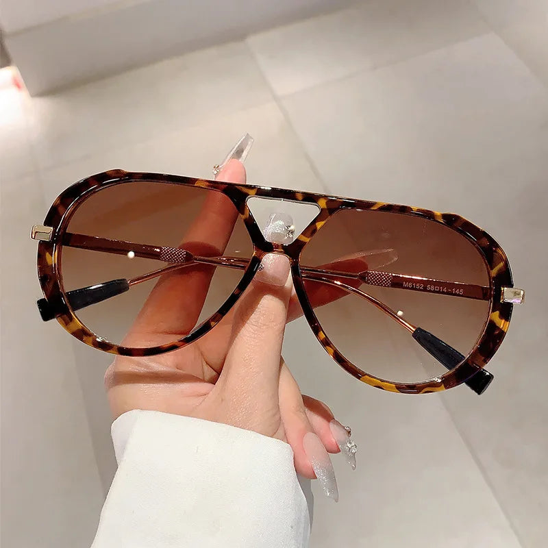 Big Frame Vintage Pilot Sunglass leopard