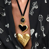 Model Using Big Love Heart Collar Choker Necklaces