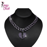 Big Purple 16MM Cuban Chain Iced Out Bling Necklace Sassy Chick Logo