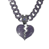 Big Purple 16MM Cuban Chain Iced Out Bling Necklace