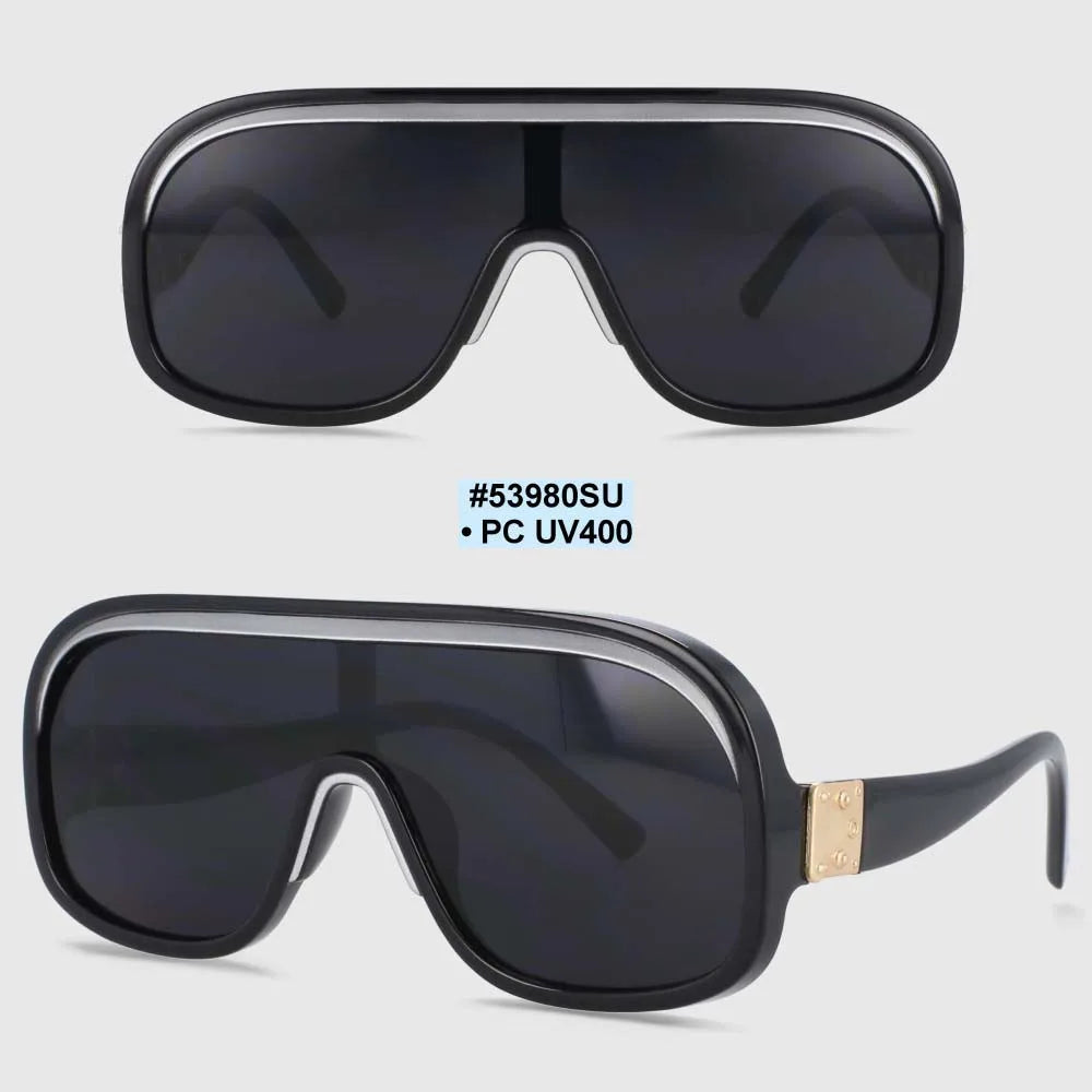 black frame black lens goggle shades