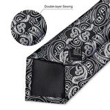 Black And Silver Paisley Floral Men's TiesBlack And Silver Paisley Floral Men's Ties