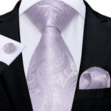 White and Purple Paisley Floral Men's Ties