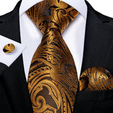 Black And Gold Paisley Floral Men's Ties