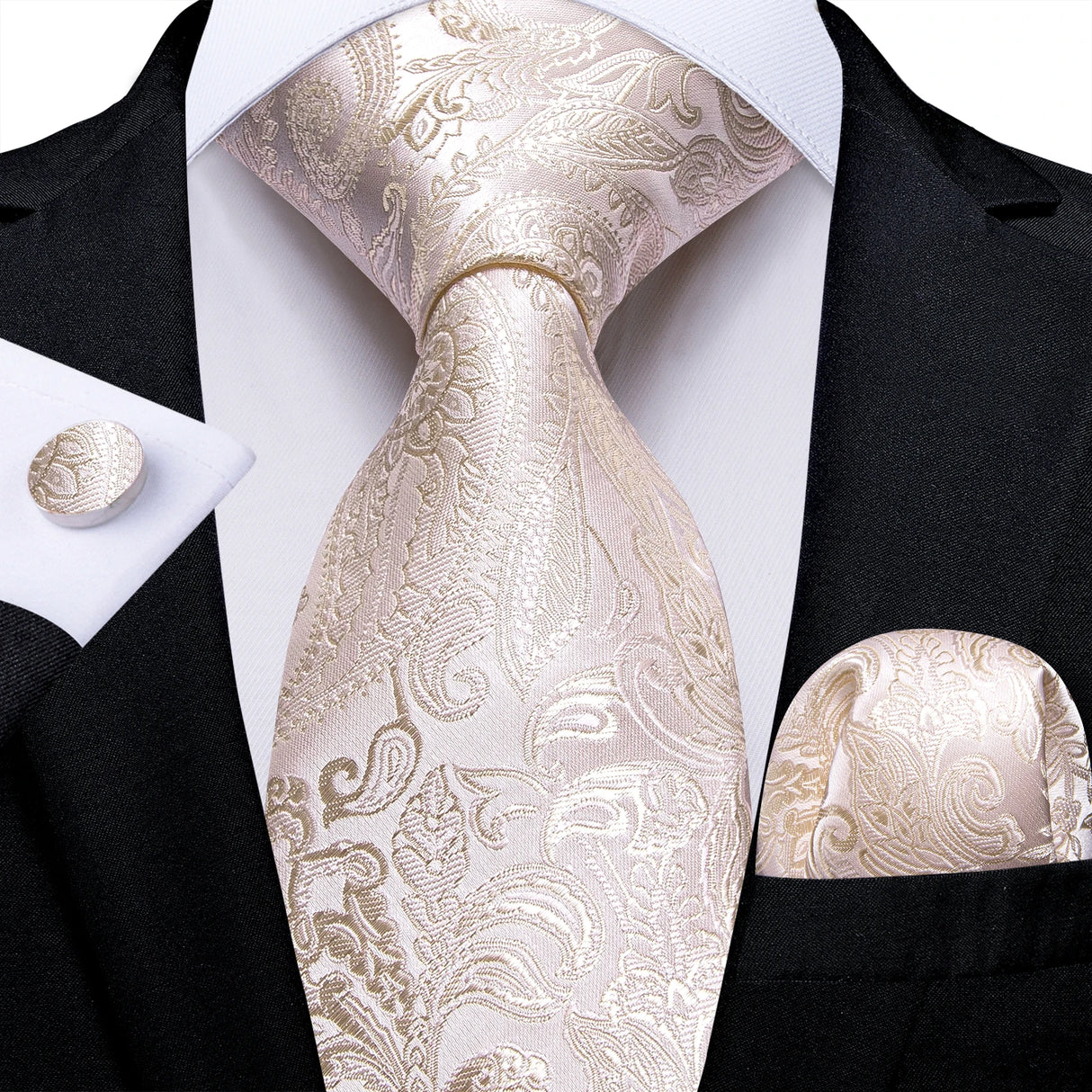 White Paisley Floral Men's Ties