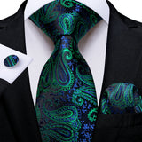 Green And Blue Paisley Floral Men's Ties