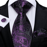 Black And Purple Paisley Floral Men's Ties
