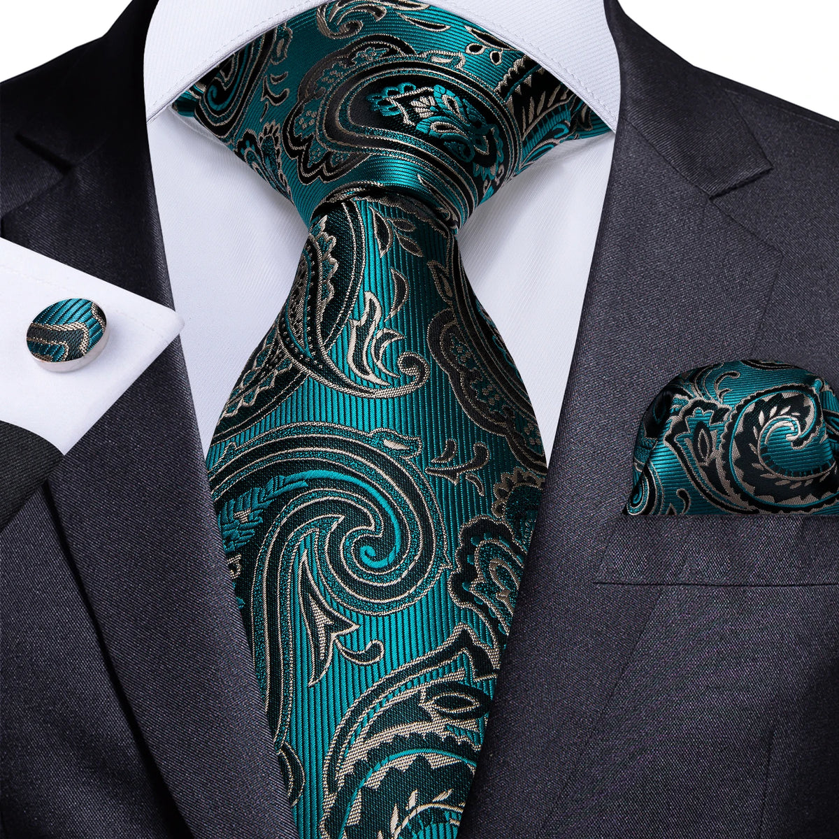 Green Paisley Floral Men's Ties