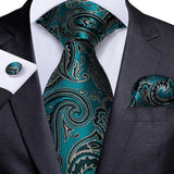 Green Paisley Floral Men's Ties