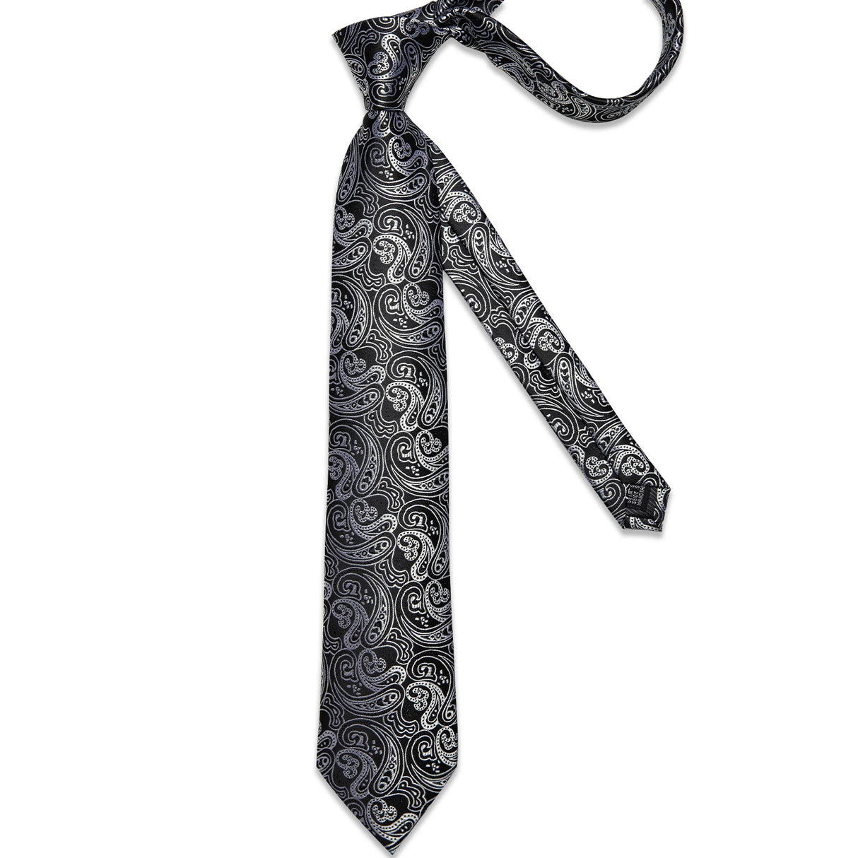Black And Silver Paisley Floral Men's Ties