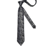 Black And Silver Paisley Floral Men's Ties