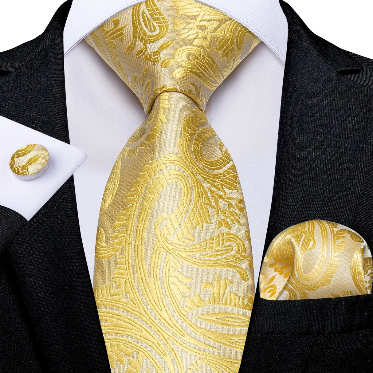 Gold Paisley Floral Men's Ties