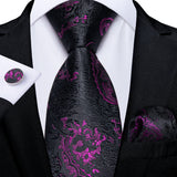 Black And Purple Paisley Floral Men's Ties