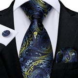 Blue and Gold Paisley Floral Men's Ties