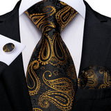 Black And Gold Paisley Floral Men's Ties
