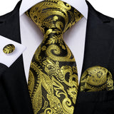 Black And Gold Paisley Floral Men's Ties