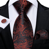Black And Red Paisley Floral Men's Ties