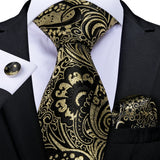 Black And Gold Paisley Floral Men's Ties