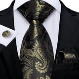 Black And Gold Paisley Floral Men's Ties