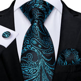 Black And Green Paisley Floral Men's Ties