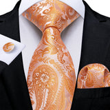 Orange Black And Silver Paisley Floral Men's Ties