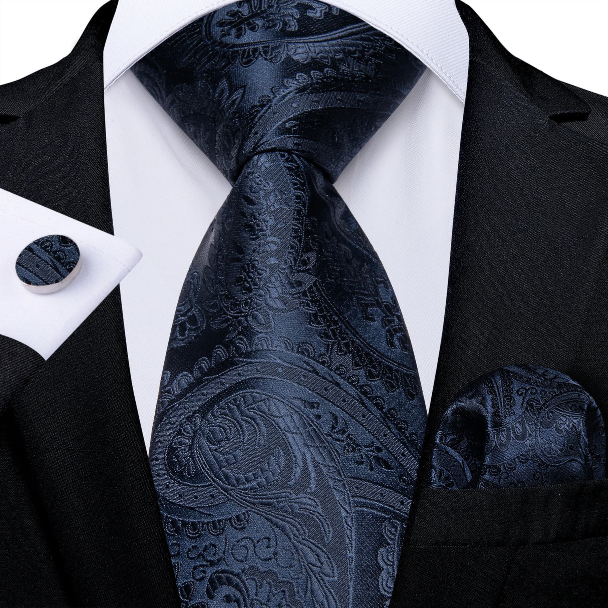 Black And Blue Paisley Floral Men's Ties