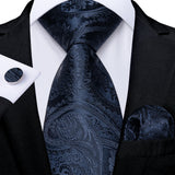 Black And Blue Paisley Floral Men's Ties