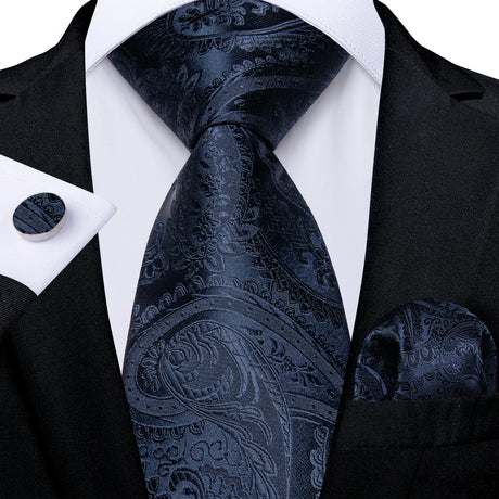 Black And Blue Paisley Floral Men's Ties