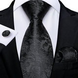 Black Paisley Floral Men's Ties