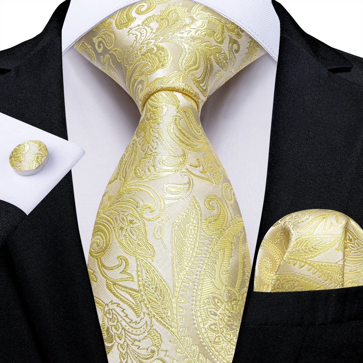 Gold Paisley Floral Men's Ties