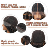 cap size Black Brown Highlights Natural Lace Short Wavy Front Synthetic Hair Wigs